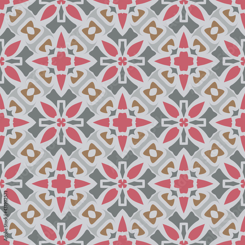 Creative color abstract geometric pattern in gray red gold, vector seamless, can be used for printing onto fabric, interior, design, textile.