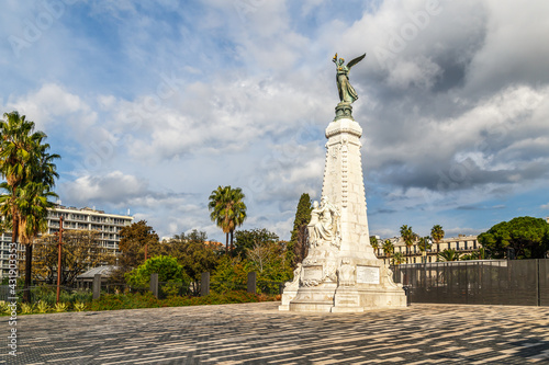 Bild auf Leinwand Statue of goddess Nika in Nice, France, Monument of Centenary built in 1893