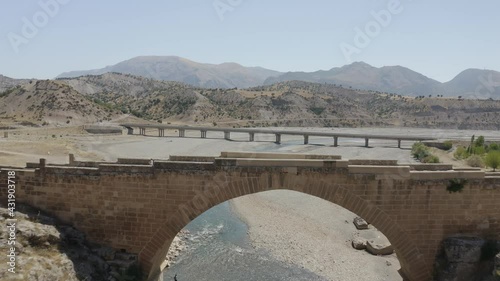 Flight over the severan bridge in Turkey. photo