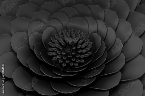 Beautiful black flower. 3d rendering. High resolution.