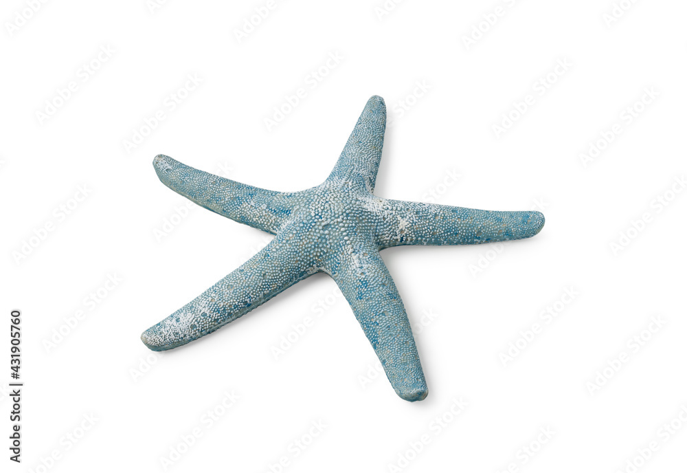 Green blue starfish on isolated white background Green blue starfish on isolated white background