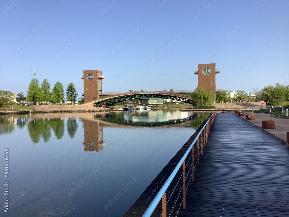 Obraz premium Fugan Unga Kansui Park and Tenmon Bridge