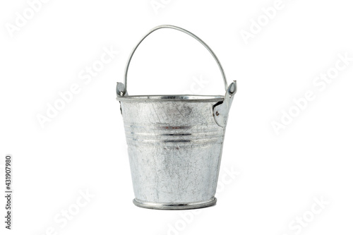 Zinc bucket close-up on a white background, isolate.