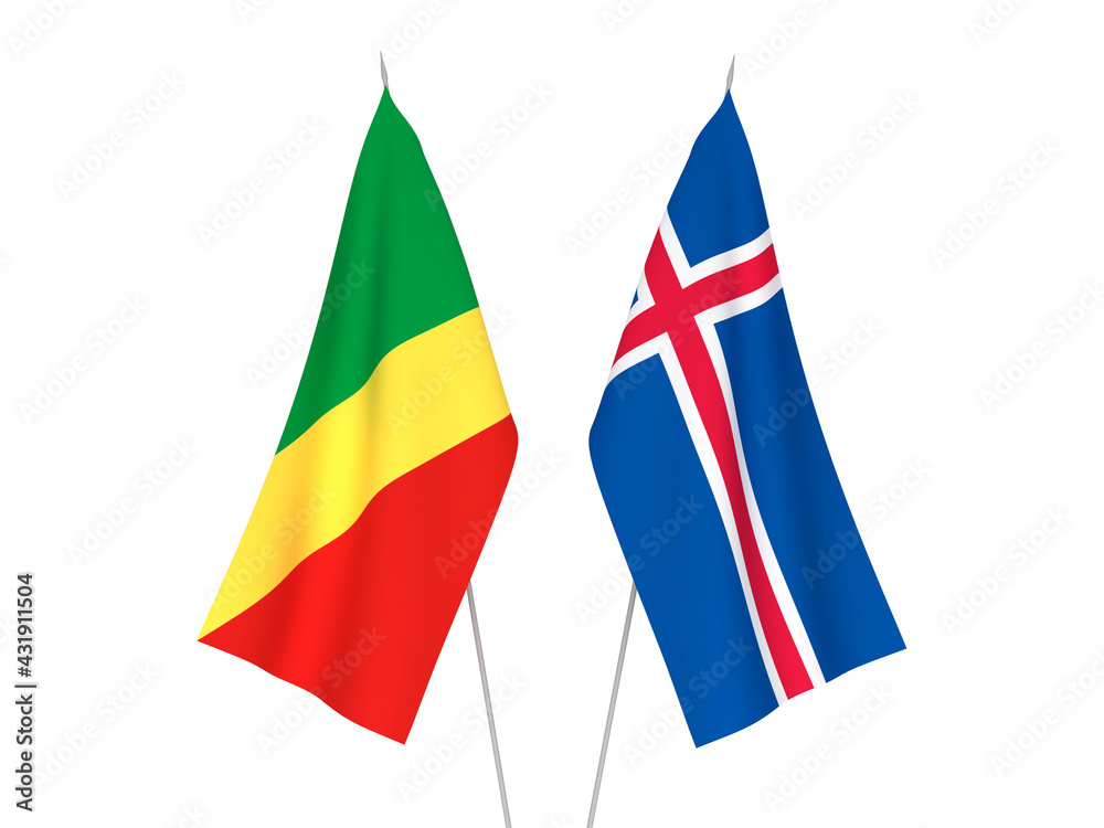 Iceland and Republic of the Congo flags
