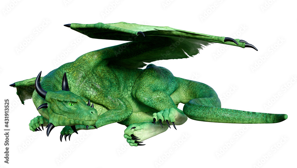 Fototapeta premium 3D Rendering Fairy Tale Dragon on White