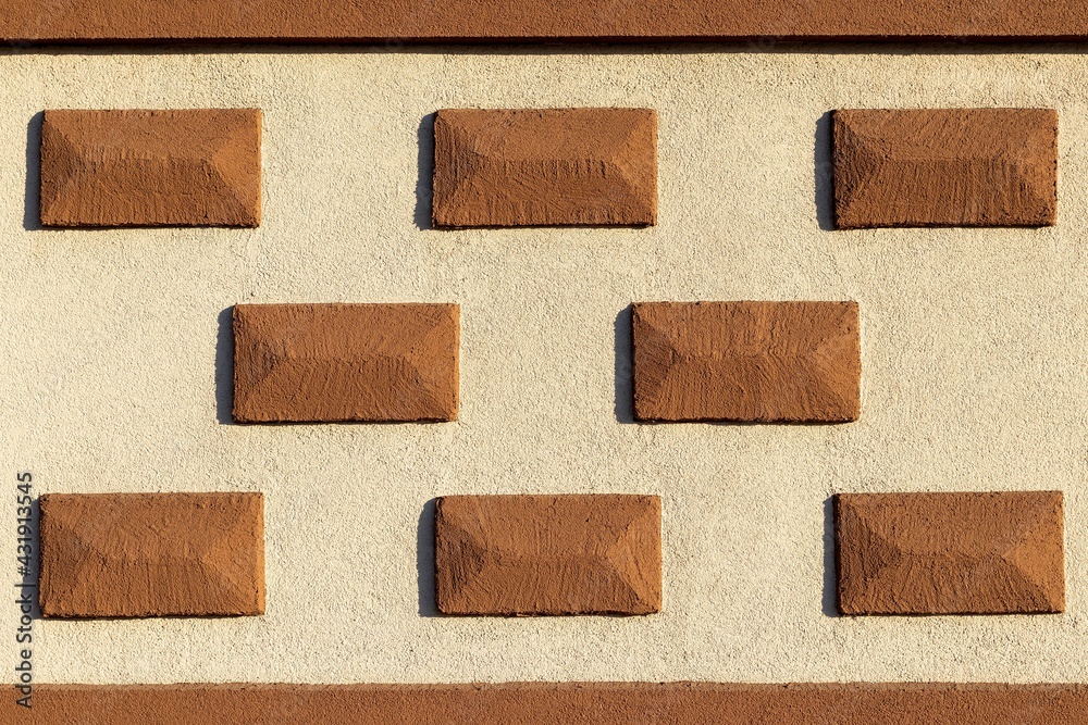 Fototapeta premium Abstract geometric background wall with rectangles brown yellow