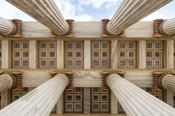 Low angle view of ionic order columns