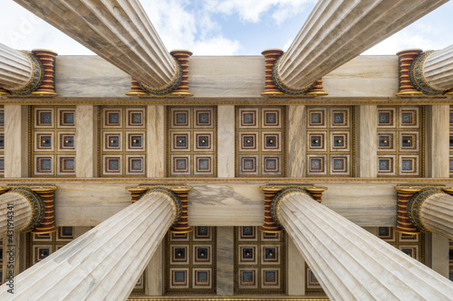 Low angle view of ionic order columns