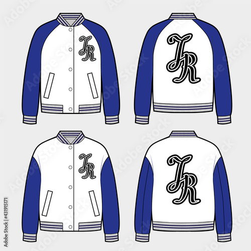 Set of the Bombers or College jacketes with different sleeves Fototapet