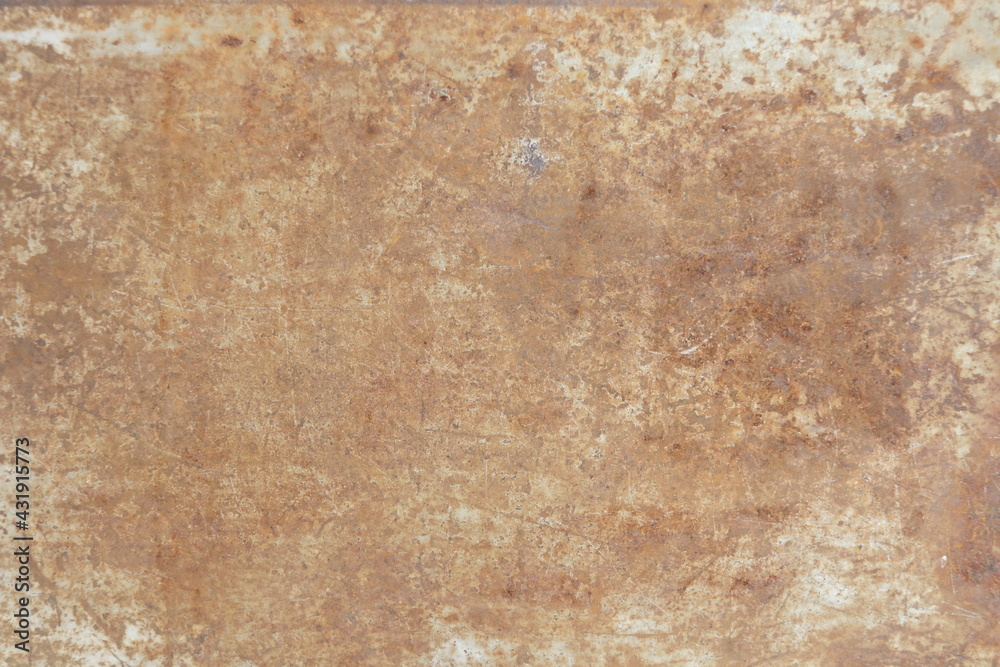 Light red brown metal rust on white painted background, abstract old rust background.
