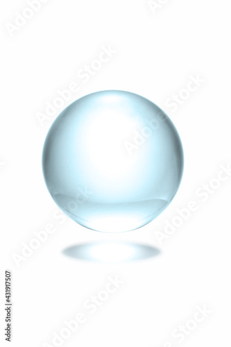 Flying transparent crystal ball isolated on white background with copy space for your text