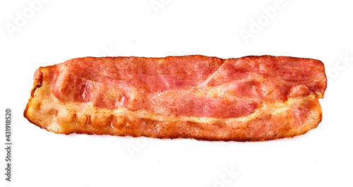 Cooked bacon rashers isolated on white