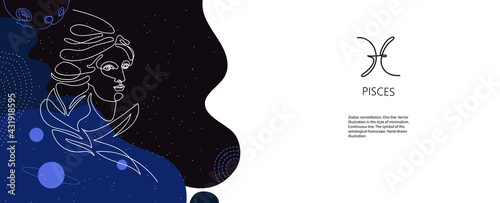 Zodiac background. Pisces constellation. The element of water.