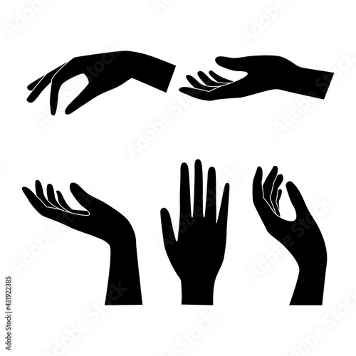 Hand silhouettes set. Elegant gestures.