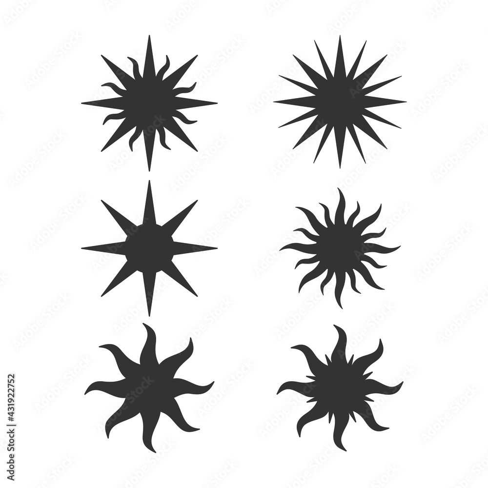 Set of abstract black sun silhouettes. Set of abstract black sun silhouettes.