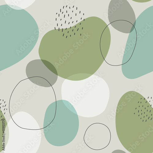 Beautiful trendy hand drawn organic shapes seamless repeating pattern © C Design Studio