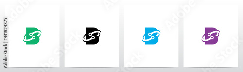 Nodes Orbitting Letter Logo Design B