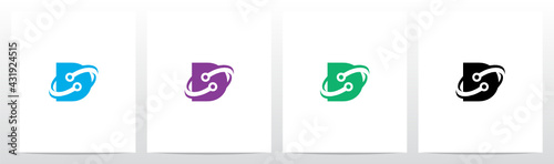 Nodes Orbitting Letter Logo Design D