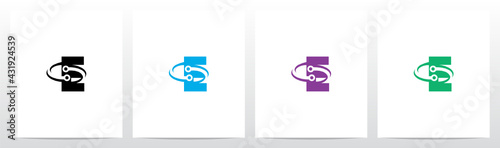 Nodes Orbitting Letter Logo Design E