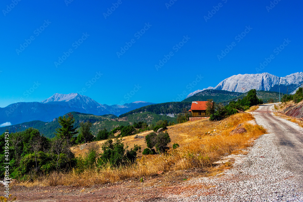 mountain village in turkey on a sunny summer day