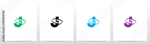 Nodes Orbitting Letter Logo Design J