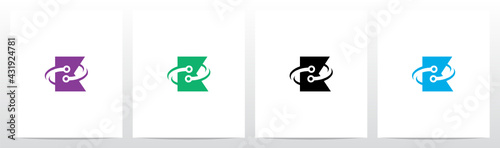 Nodes Orbitting Letter Logo Design K