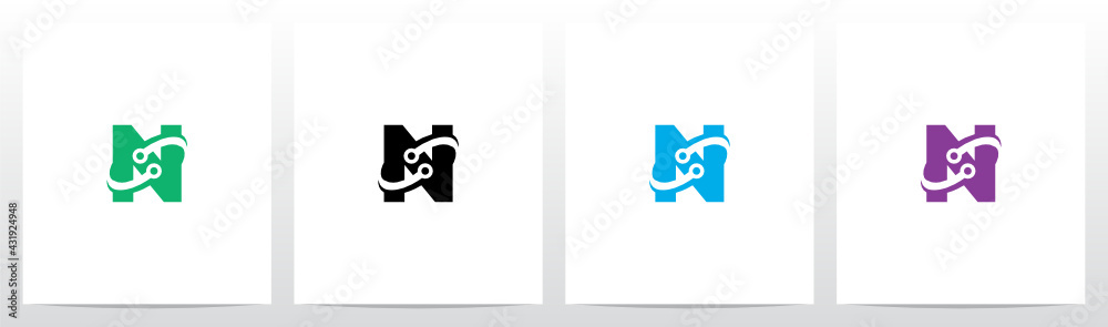 Nodes Orbitting Letter Logo Design N