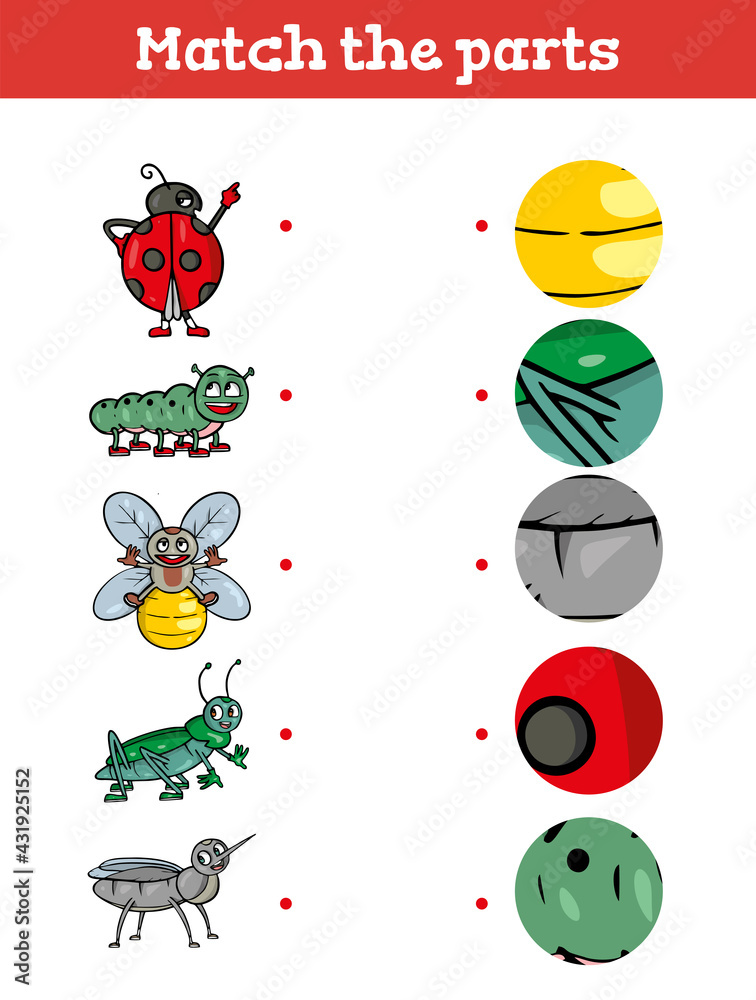 Match the part Educational game for children. Cartoon. Vector illustration