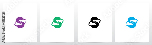 Nodes Orbitting Letter Logo Design S