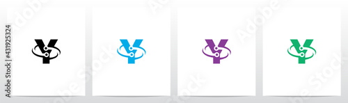 Nodes Orbitting Letter Logo Design Y