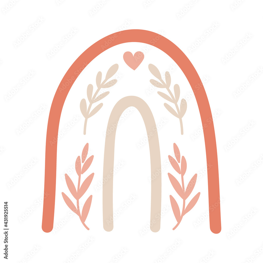 Naklejka premium Boho rainbow element with florals. Vector illustration