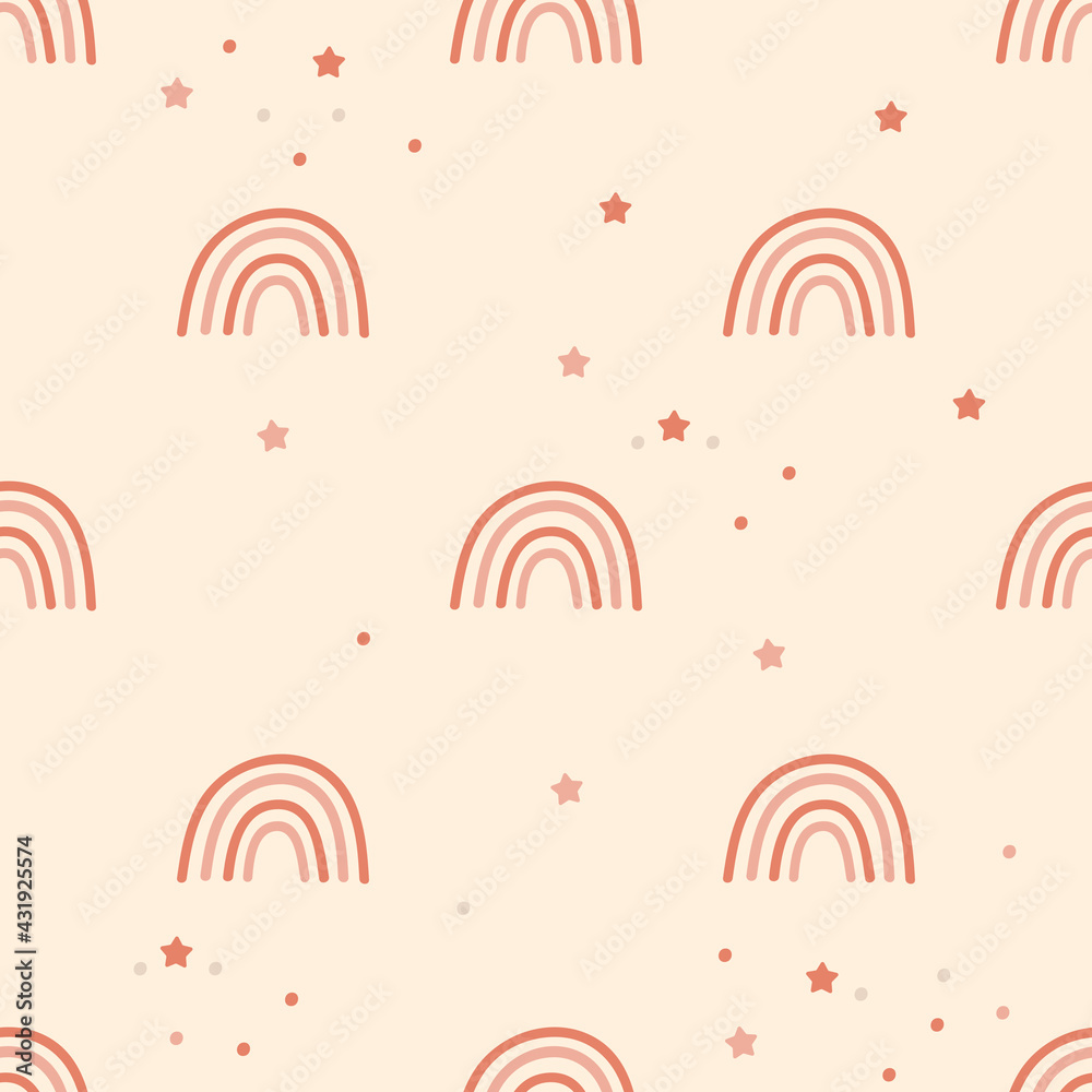 Children Seamless pattern design with with rainbows and confetti. Vector illustration. Children Seamless pattern design with with rainbows and confetti. Vector illustration.