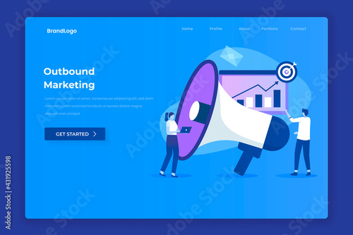 Outbound marketing illustration landing page concept. Illustration for websites, landing pages, mobile applications, posters and banners.