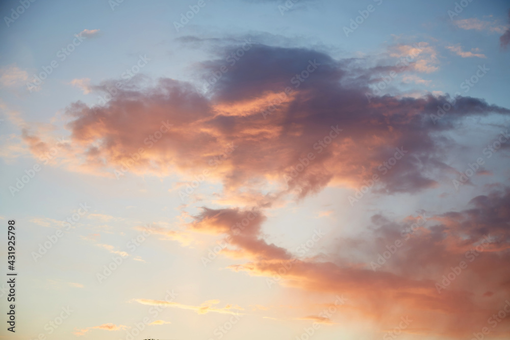 Sunset romantic sky with pink clouds. Naturе background. High quality photo. 