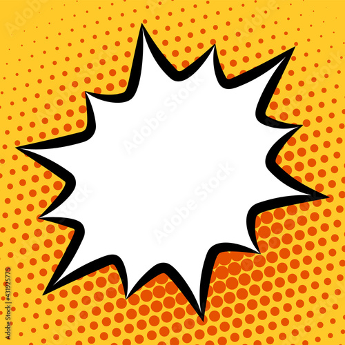 Pop art design, comic cartoon explosion on halftone background with copy space for your text. Vector illustration