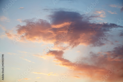 Sunset romantic sky with pink clouds. Naturе background. High quality photo. 