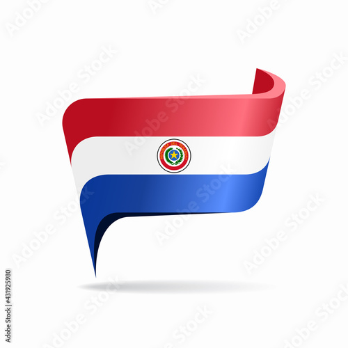Paraguayan flag map pointer layout. Vector illustration.