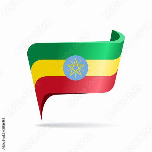 Ethiopian flag map pointer layout. Vector illustration.
