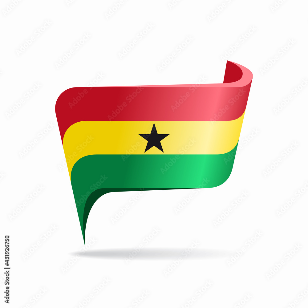 Ghanayan flag map pointer layout. Vector illustration.