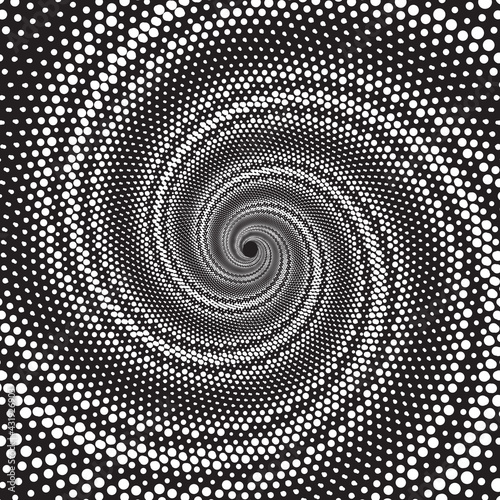 Dotted Halftone Vector Spiral Pattern or Texture with Ellipses © Grigory
