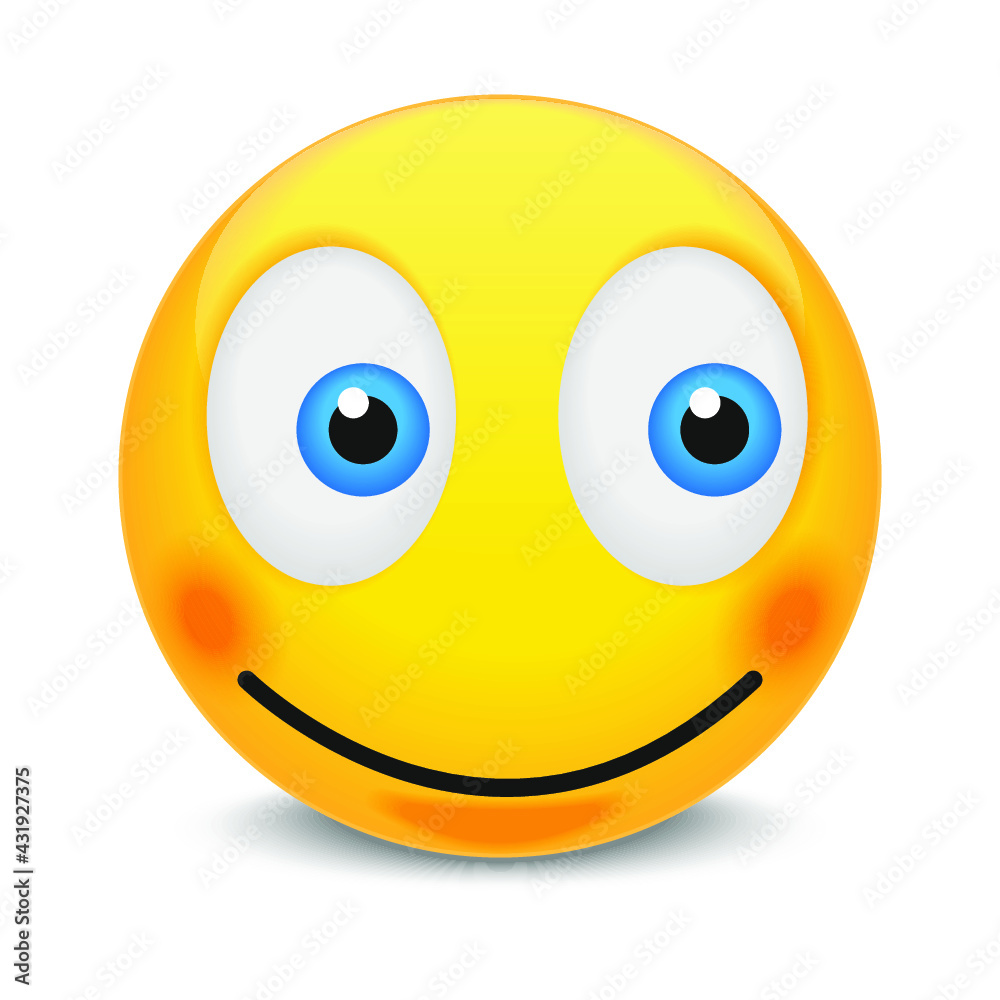 Smiley with blue eyes isolated on a white background. 3d illustration