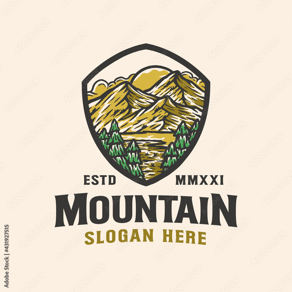 Mountain adventure badge logo template Mountain adventure badge logo template