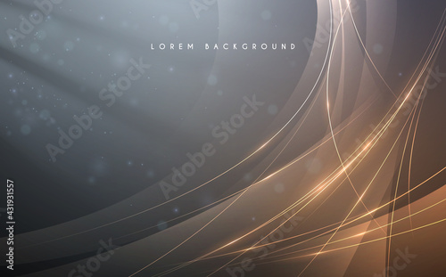 Abstract gold lines background with light effect