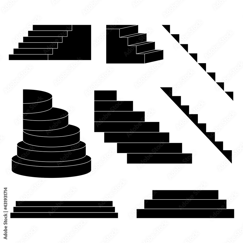 Set of stairs silhouettes. Set of stairs silhouettes.