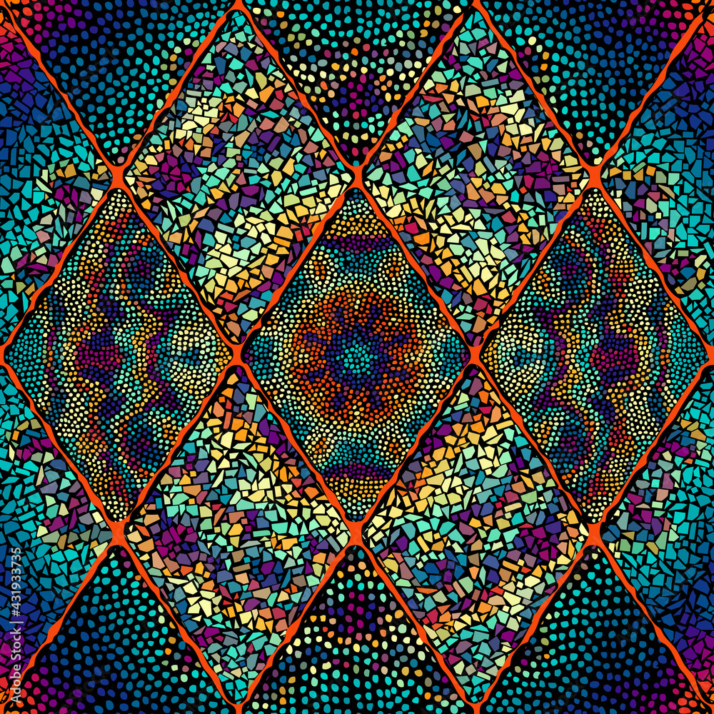 Vector seamless mosaic art pattern. Art background. Vector seamless mosaic art pattern. Art background.
