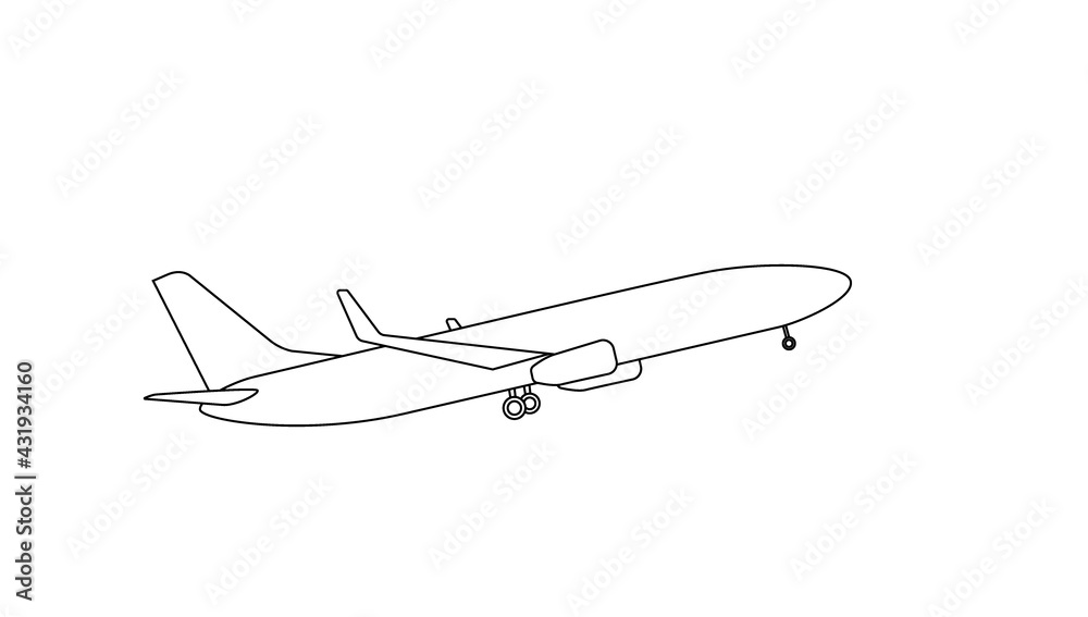 Fototapeta premium Silhouette of black and white aircraft in the sky, isolated. Vector Illustration