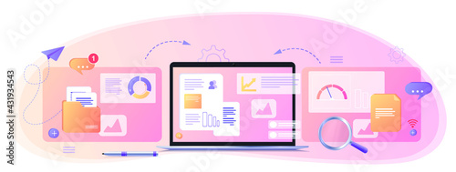 Web development, programmer engineering and coding website on augmented reality interface screens. Developer project engineer programming software or application design. Web banner
