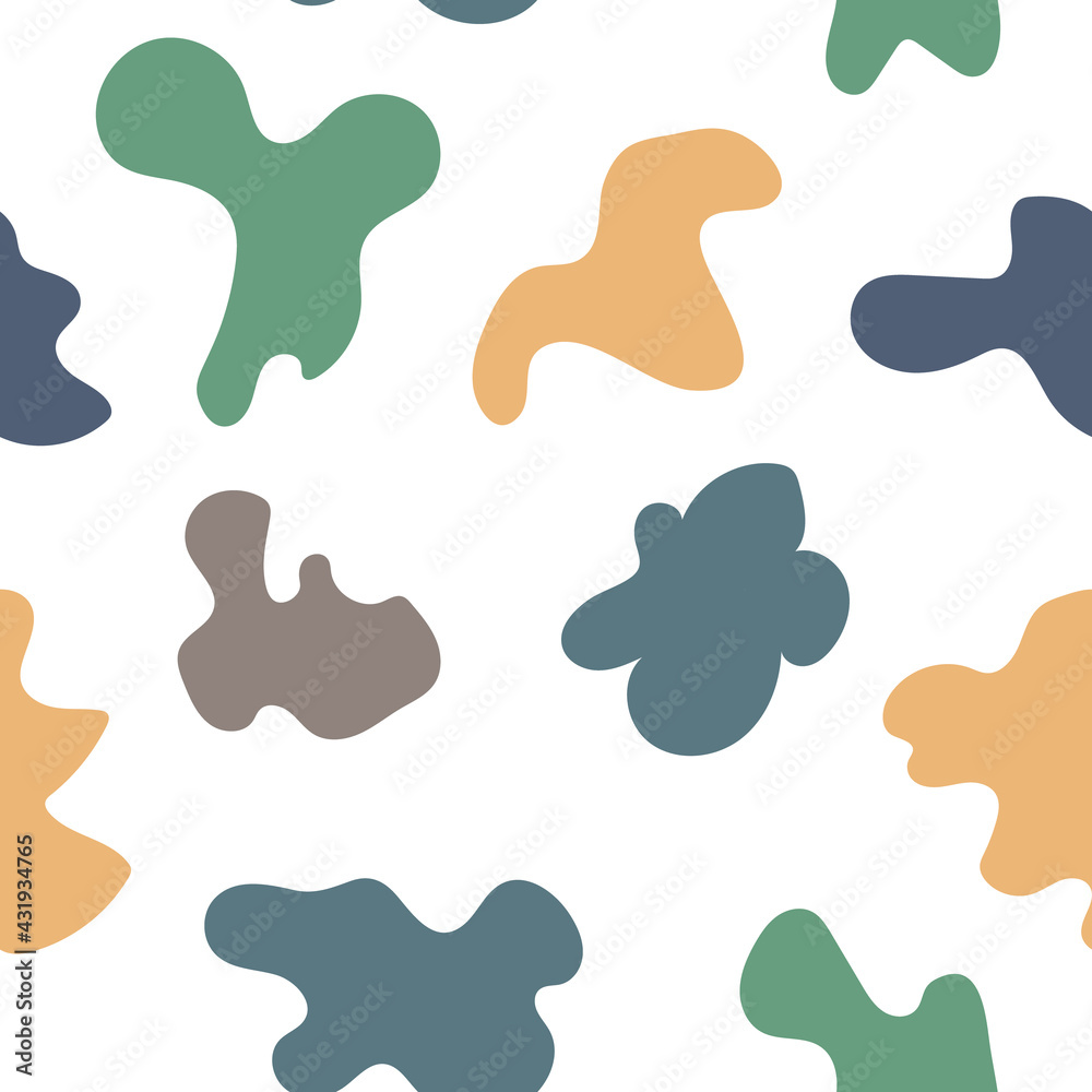 Seamless abstract pattern of simple organic shapes. Natural pastel colors. Vector background for textile design, fabric, paper, social marketing Seamless abstract pattern of simple organic shapes. Natural pastel colors. Vector background for textile design, fabric, paper, social marketing