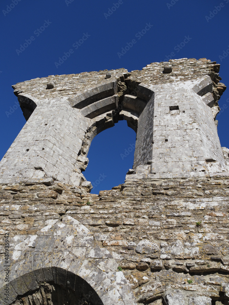 detail of the ruin of Corfe Castle in the Purbeck area of Dorset