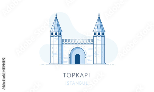Topkapi, Istambul. The famous landmark of Istanbul, tourists attraction place, skyline vector illustration, line graphics for web pages, mobile apps and polygraphy. photo